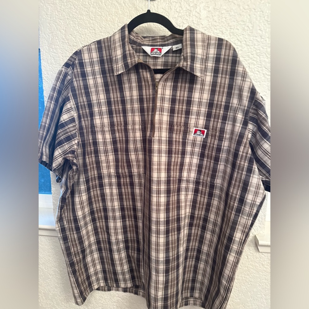 Work Wear & Utility Shirt Ben Davis Shirt Sleeve Plaid 1/2 Zipper closure. - Picture 6 of 17